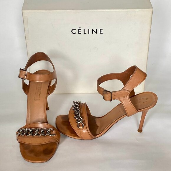 CÉLINE high heels brown sandals / Sz 37.5 (7.5) - Picture 1 of 6